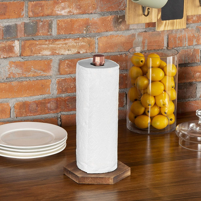 Latitude Run® Decorative Wood Freestanding Paper Towel Holder Wayfair